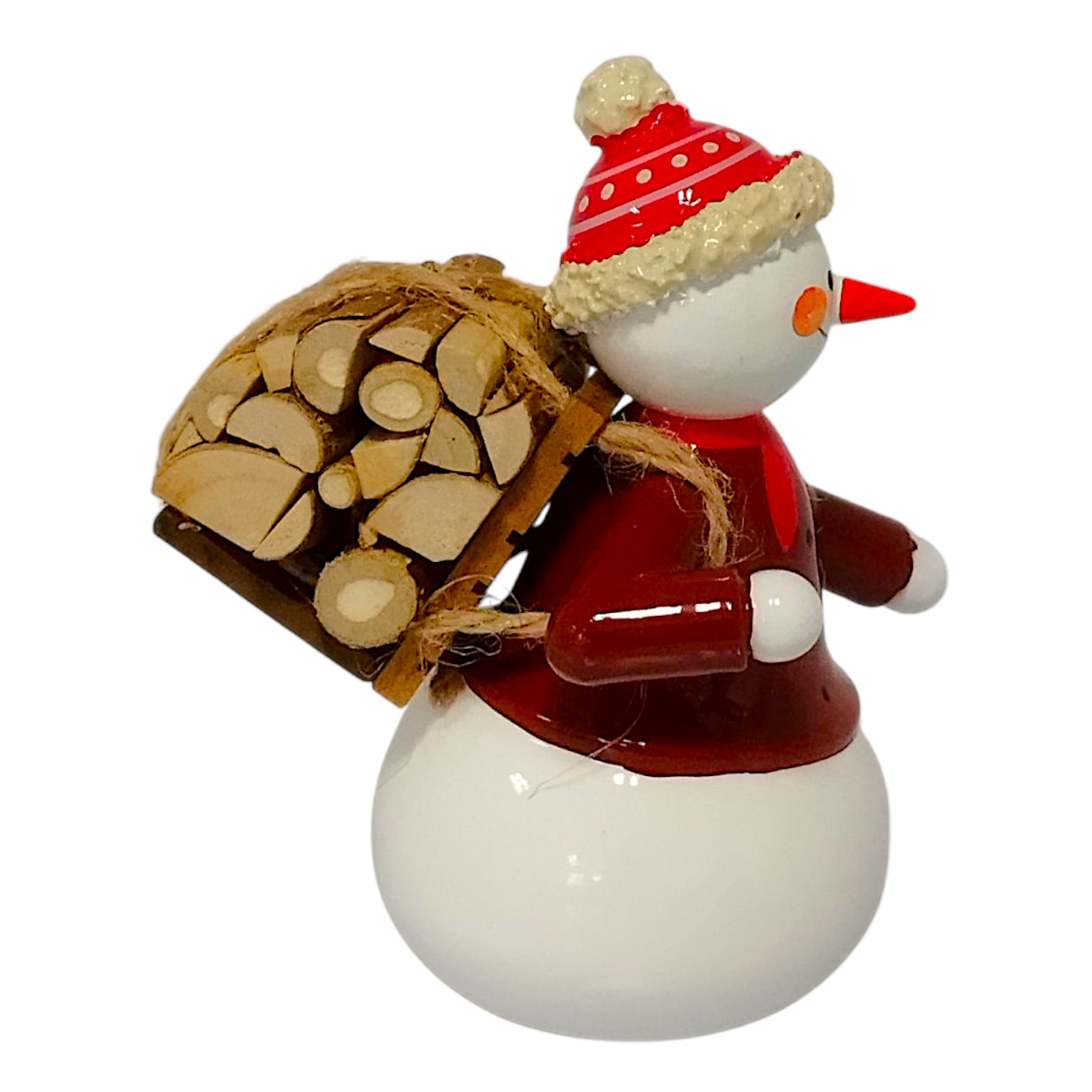 Schneemann mit Holzhucke