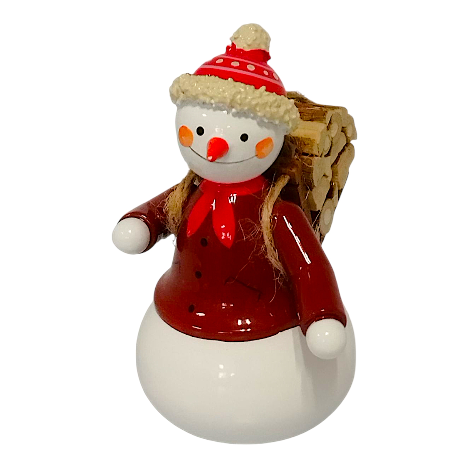 Schneemann mit Holzhucke