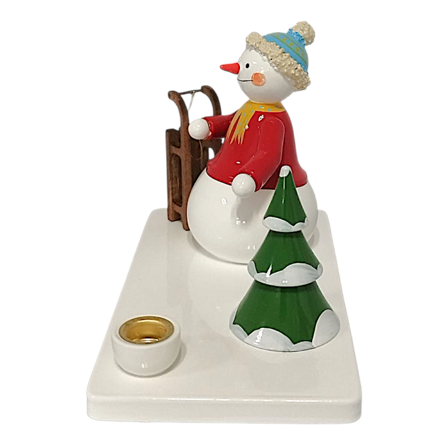 Kerzenhalter mit Schlitten und Baum