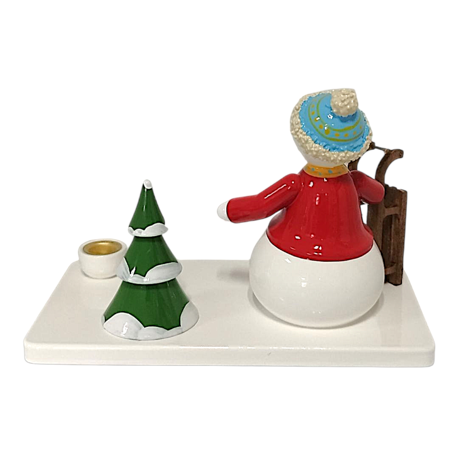 Kerzenhalter mit Schlitten und Baum