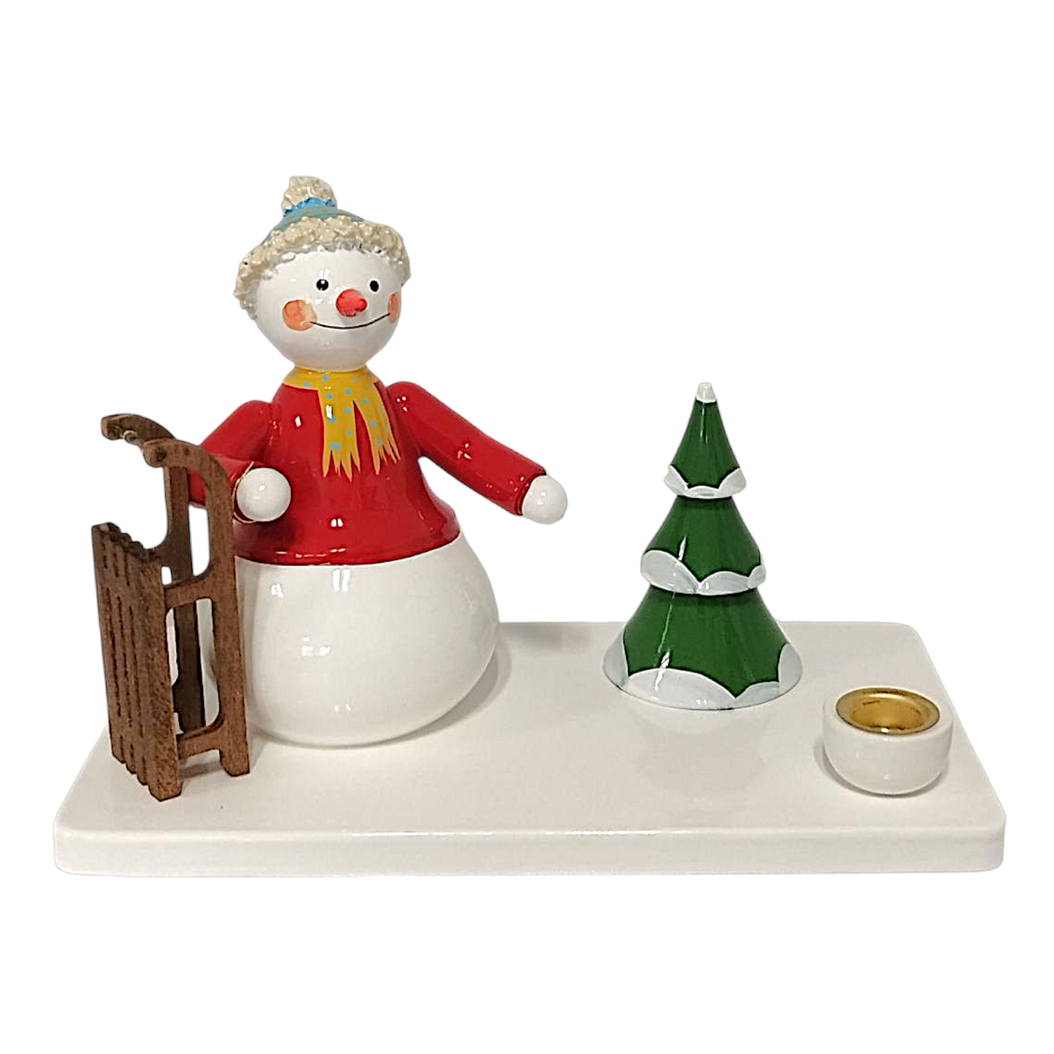 Kerzenhalter mit Schlitten und Baum