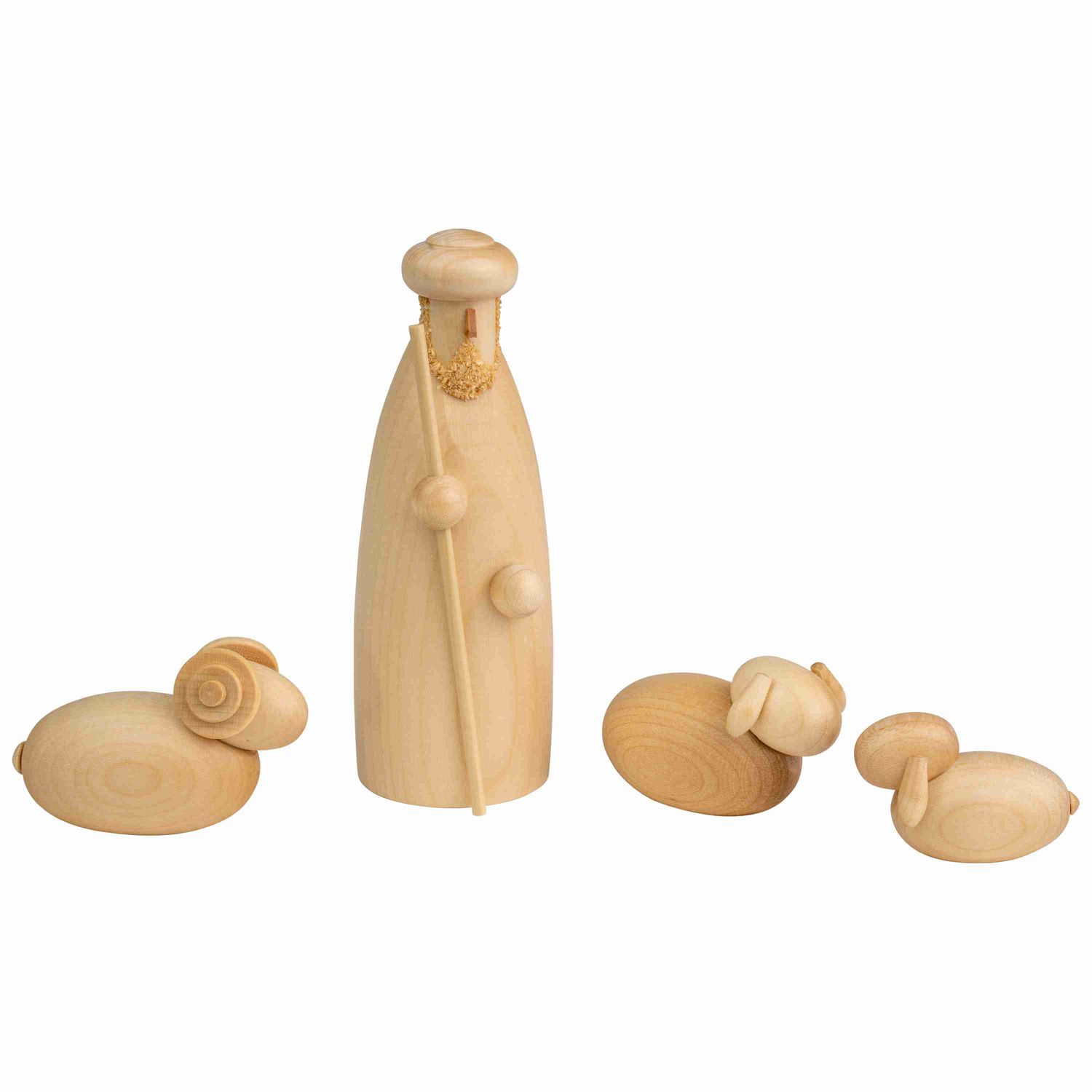 Hirte stehend mit Schafen