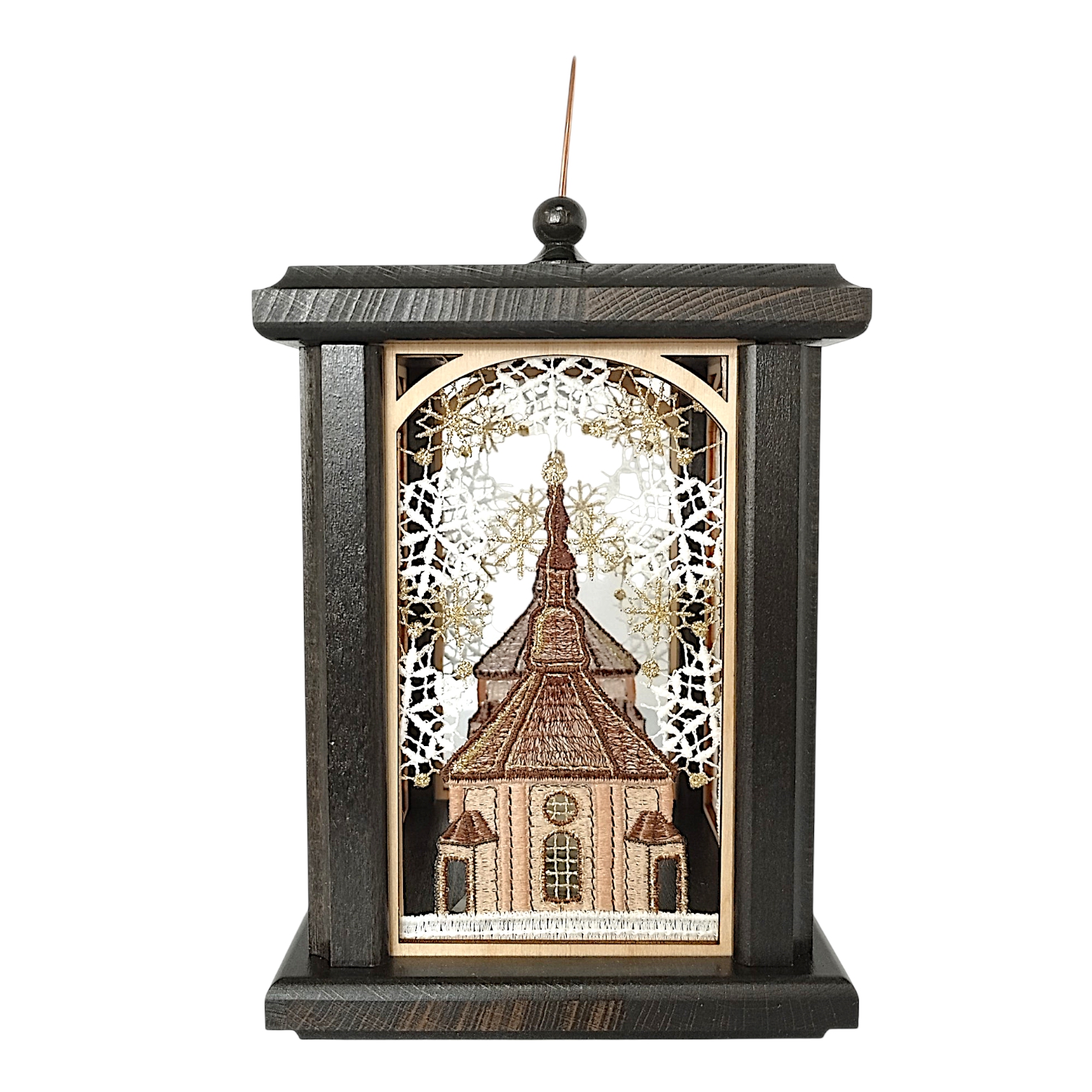 Laterne Seiffener Kirche, dunkel