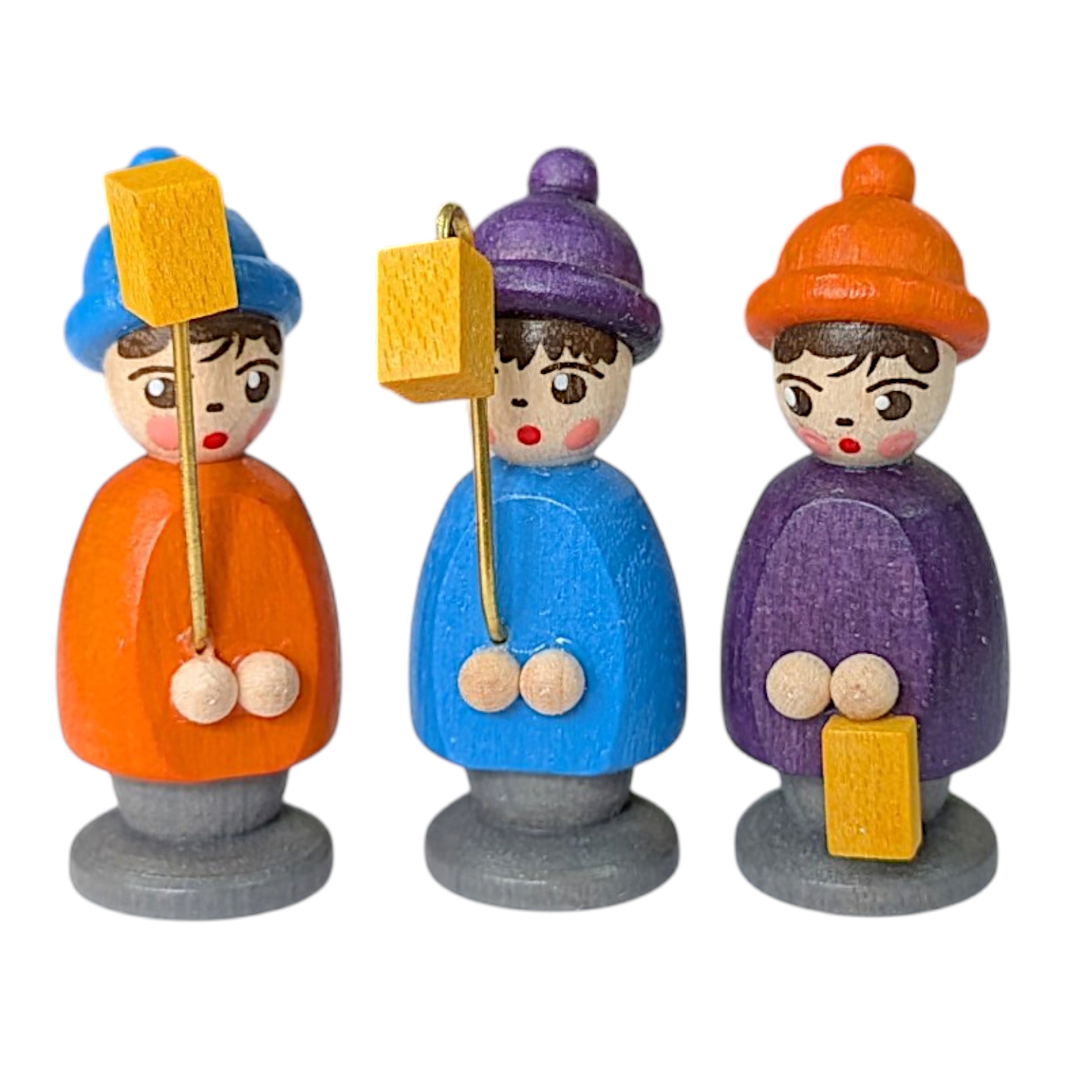 Miniatur Laternenkinder in der Spanschachtel, bunt