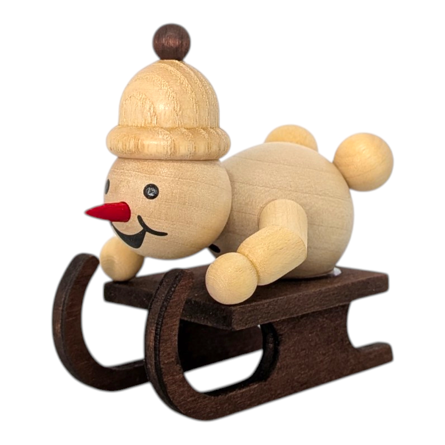 Schneemann Junior ohne Sockel auf Rennschlitten