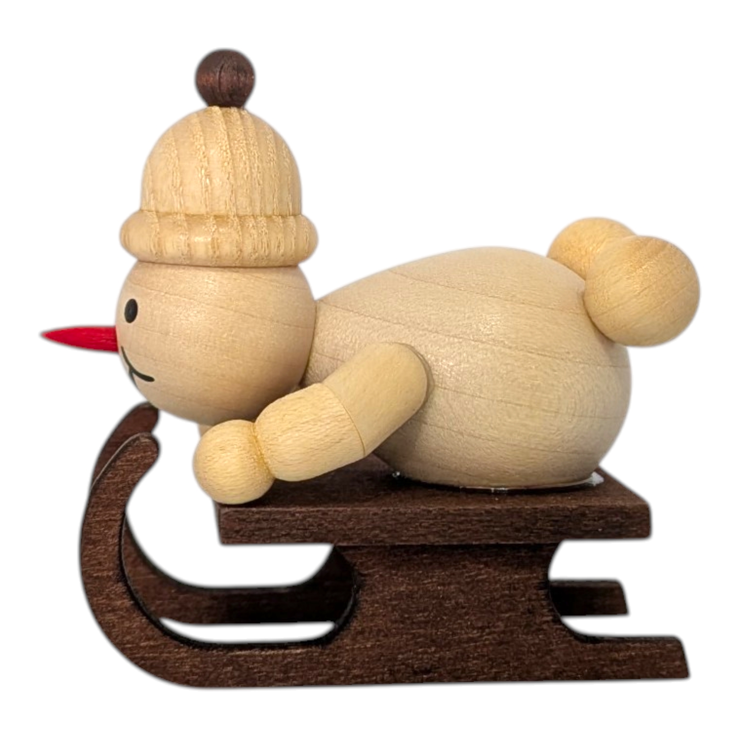 Schneemann Junior ohne Sockel auf Rennschlitten