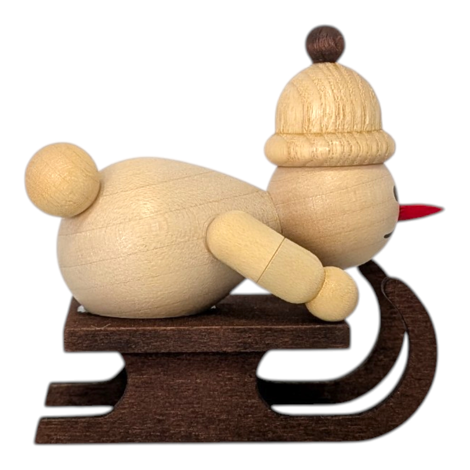 Schneemann Junior ohne Sockel auf Rennschlitten