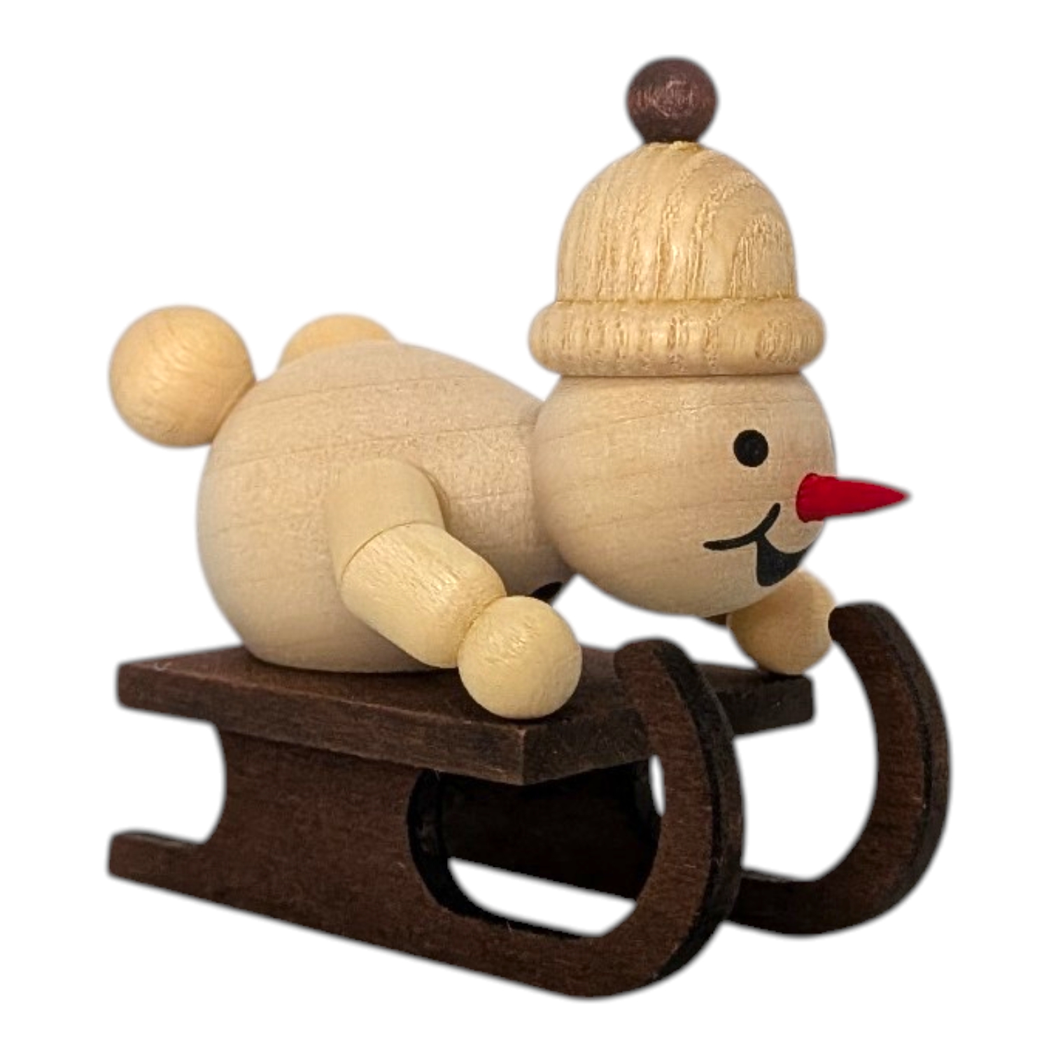 Schneemann Junior ohne Sockel auf Rennschlitten