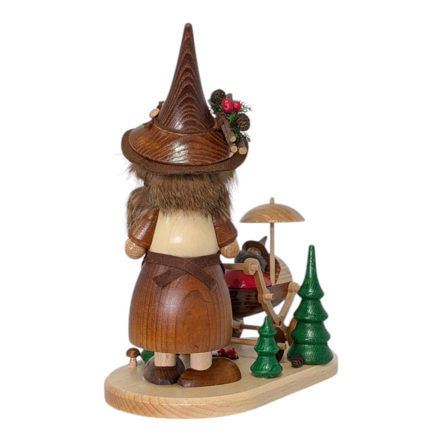 Räucherfigur Wichtelfrau mit Kinderwagen