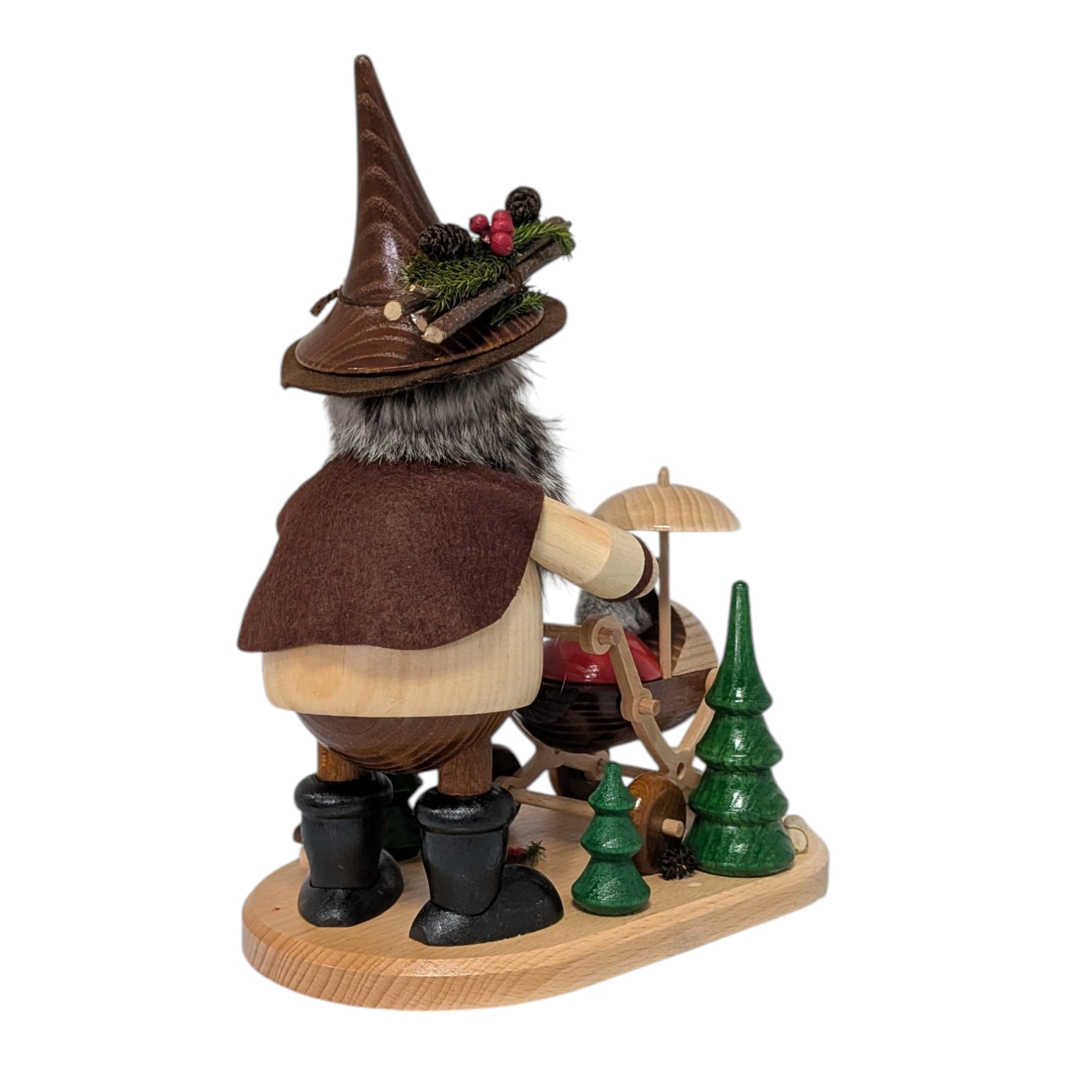 Räucherfigur Waldwichtel mit Kinderwagen