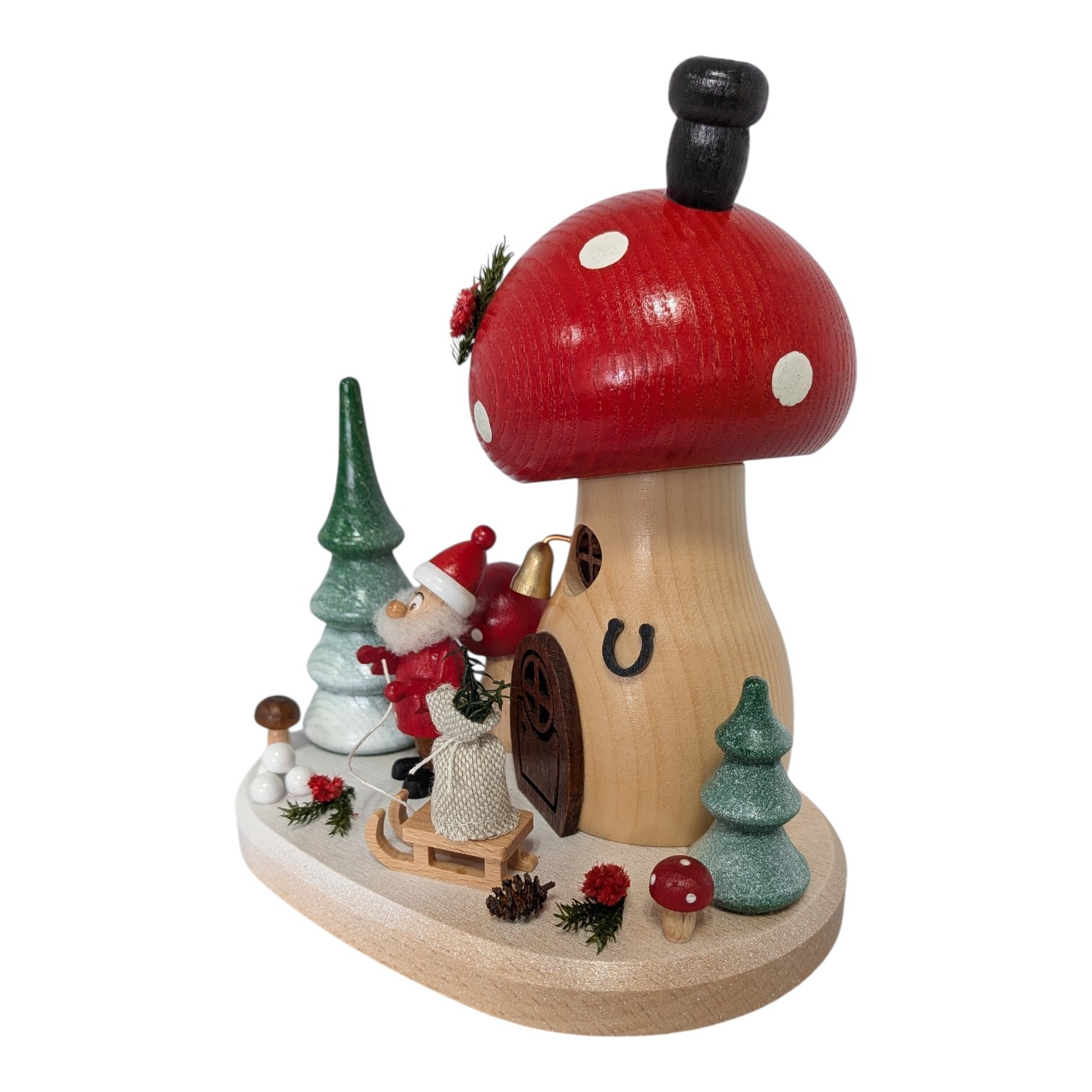 Räucherfigur Pilzhaus Niko der Weihnachtsmannwichtel