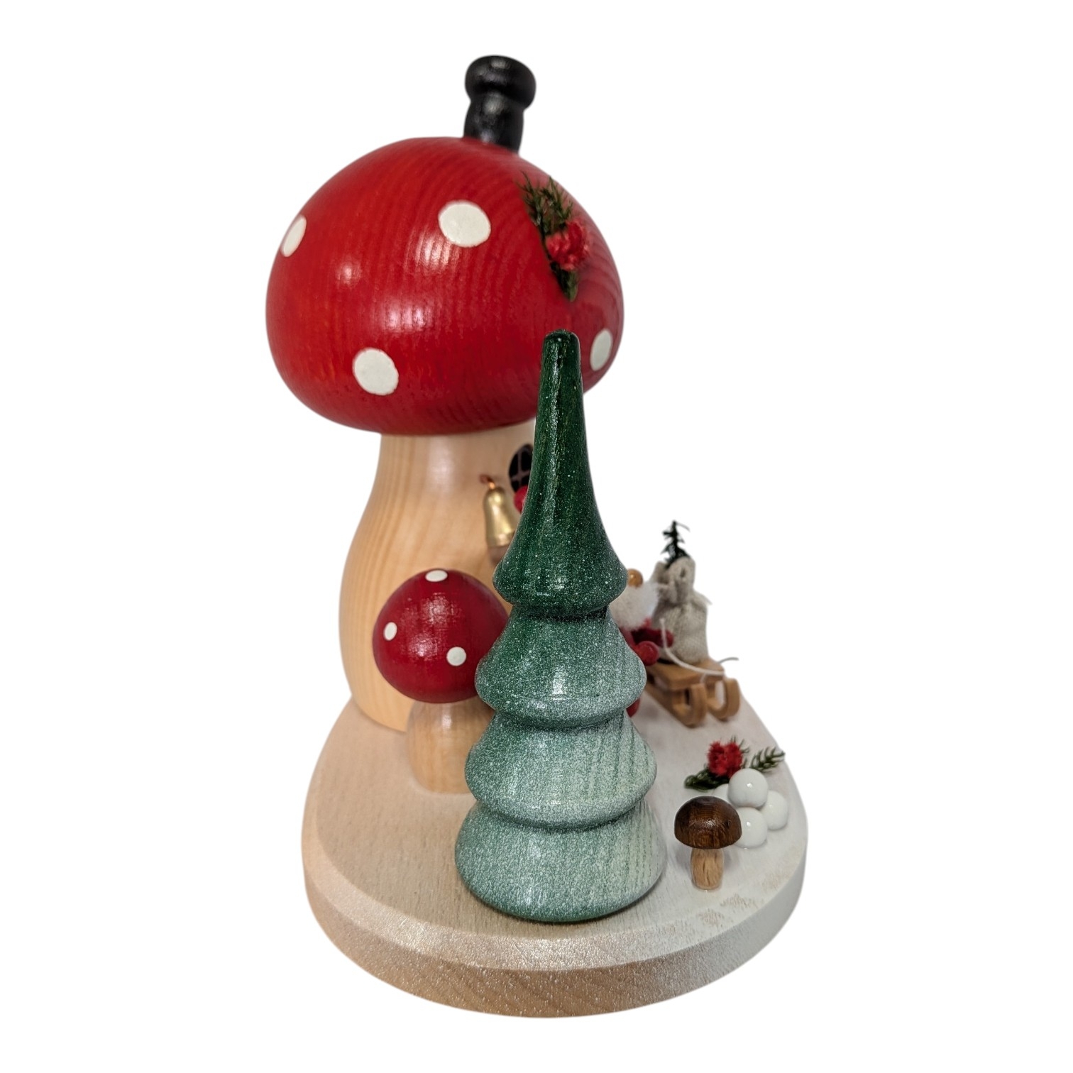 Räucherfigur Pilzhaus Niko der Weihnachtsmannwichtel