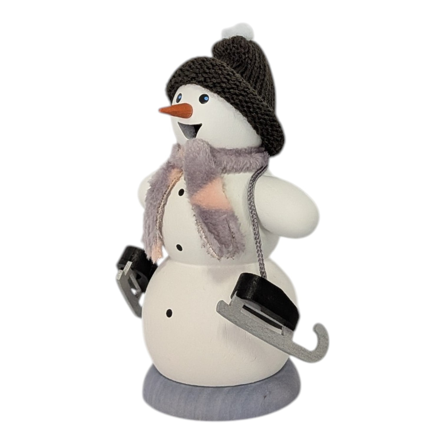 Räuchermann Schneemann mit Schlittschuhen