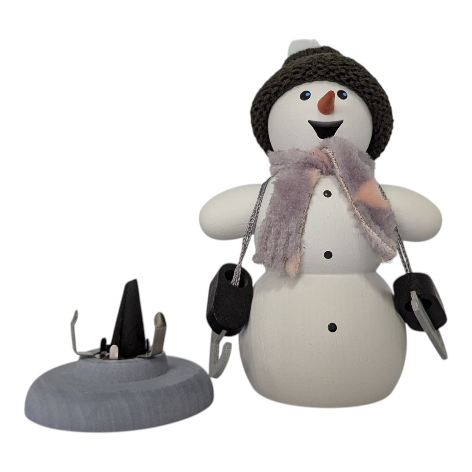 Räuchermann Schneemann mit Schlittschuhen