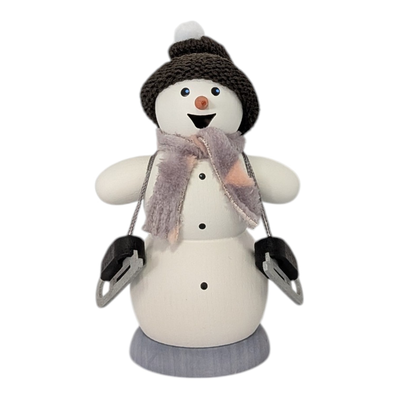 Räuchermann Schneemann mit Schlittschuhen