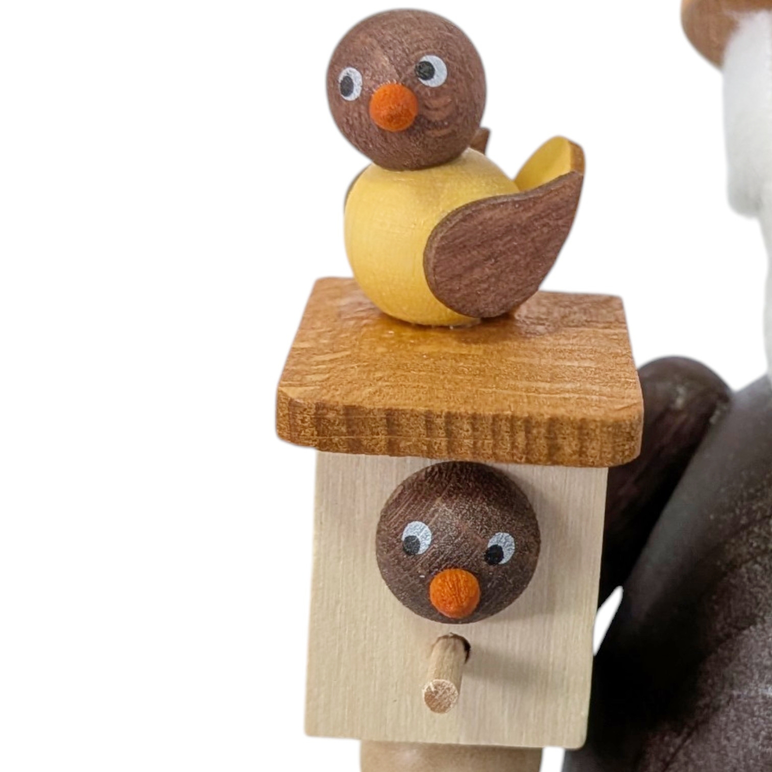 Räuchermann Wichtel mit Vogelhaus und Zweig, farbig