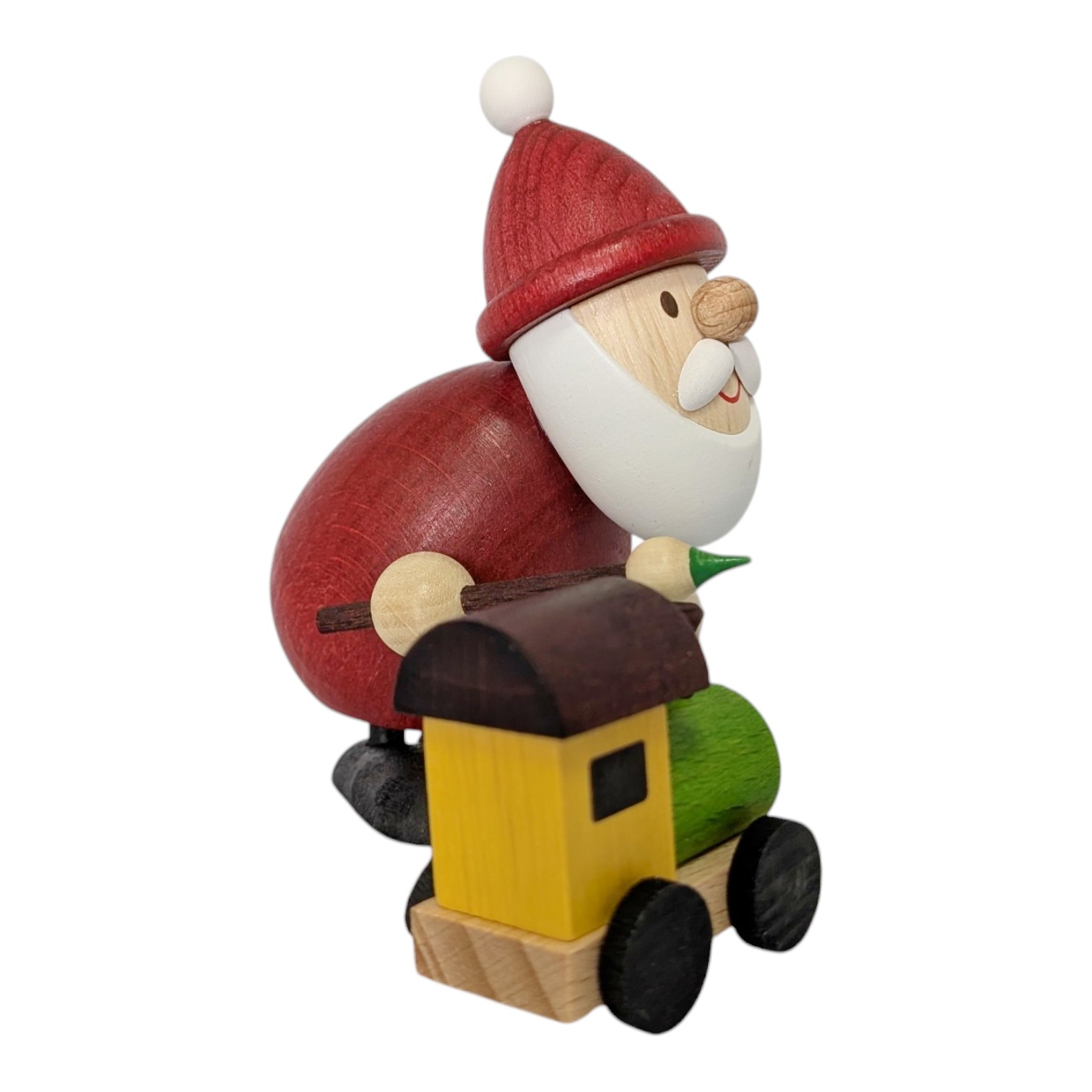 Weihnachtsmann mit Pinsel und Eisenbahn