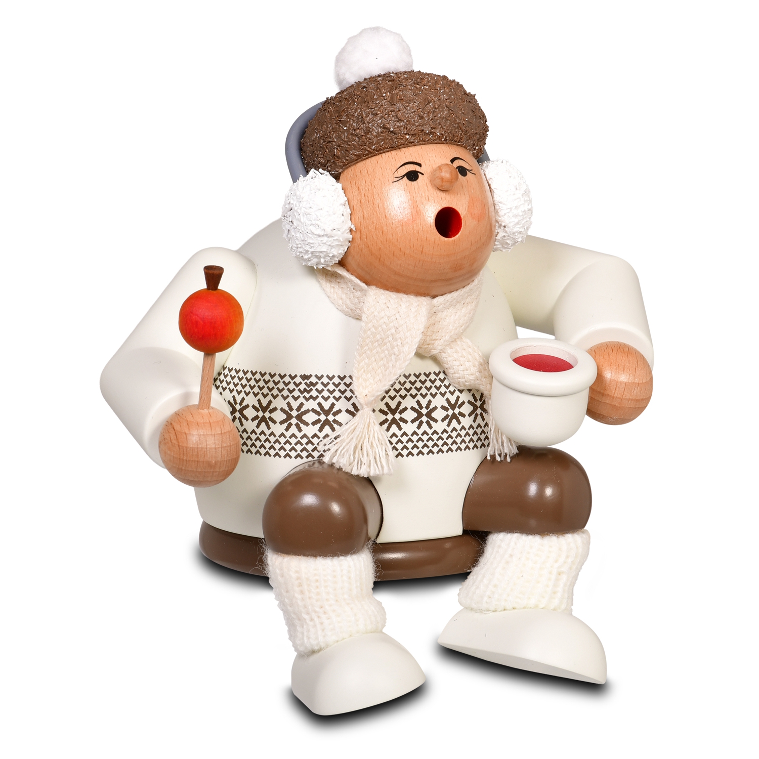 Kantenhocker Räucherfigur Weihnachtsmarktbesucherin