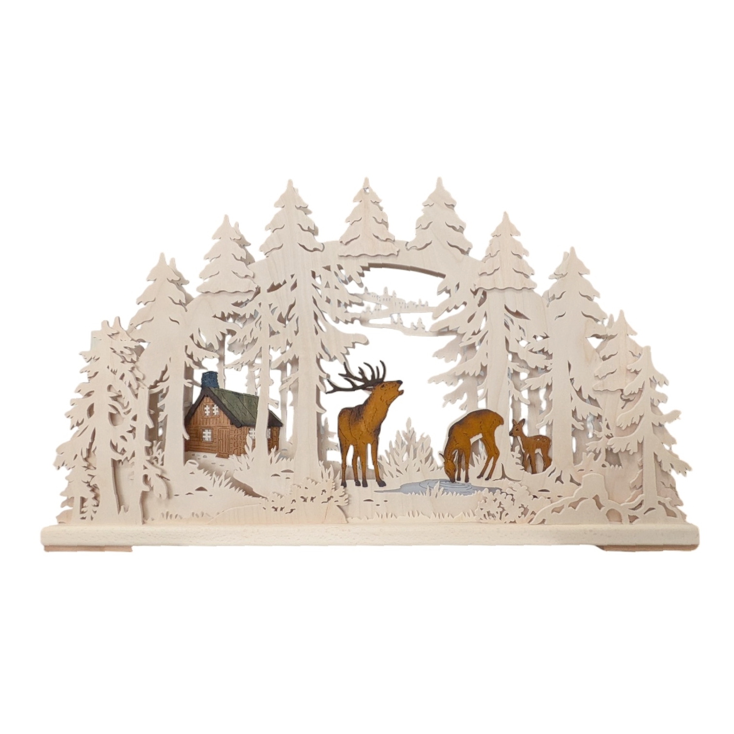 Schwibbogen Weihnachtliche Fütterung im Wald, gross