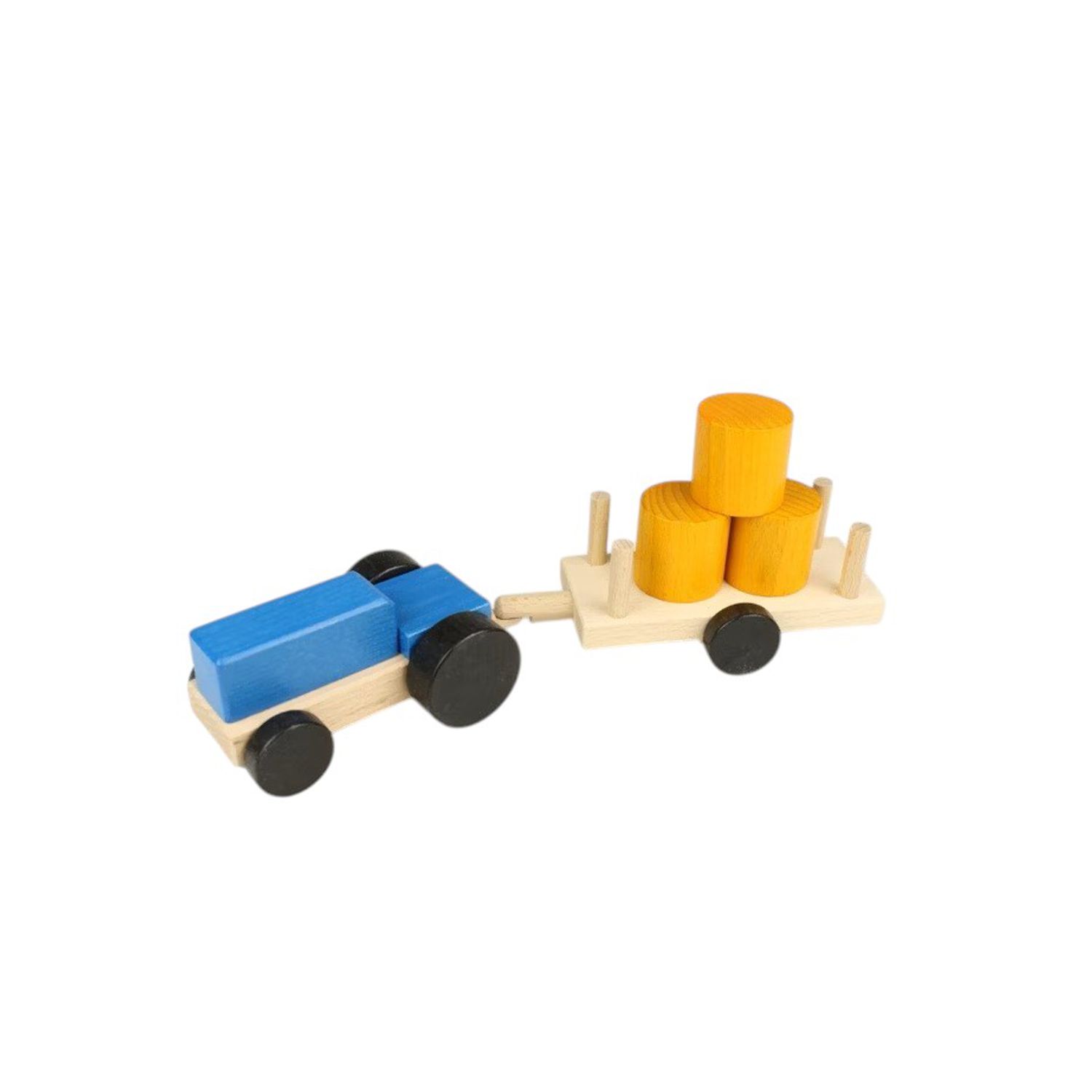 Traktor mit Strohballen – kreatives Spielen mit Holz