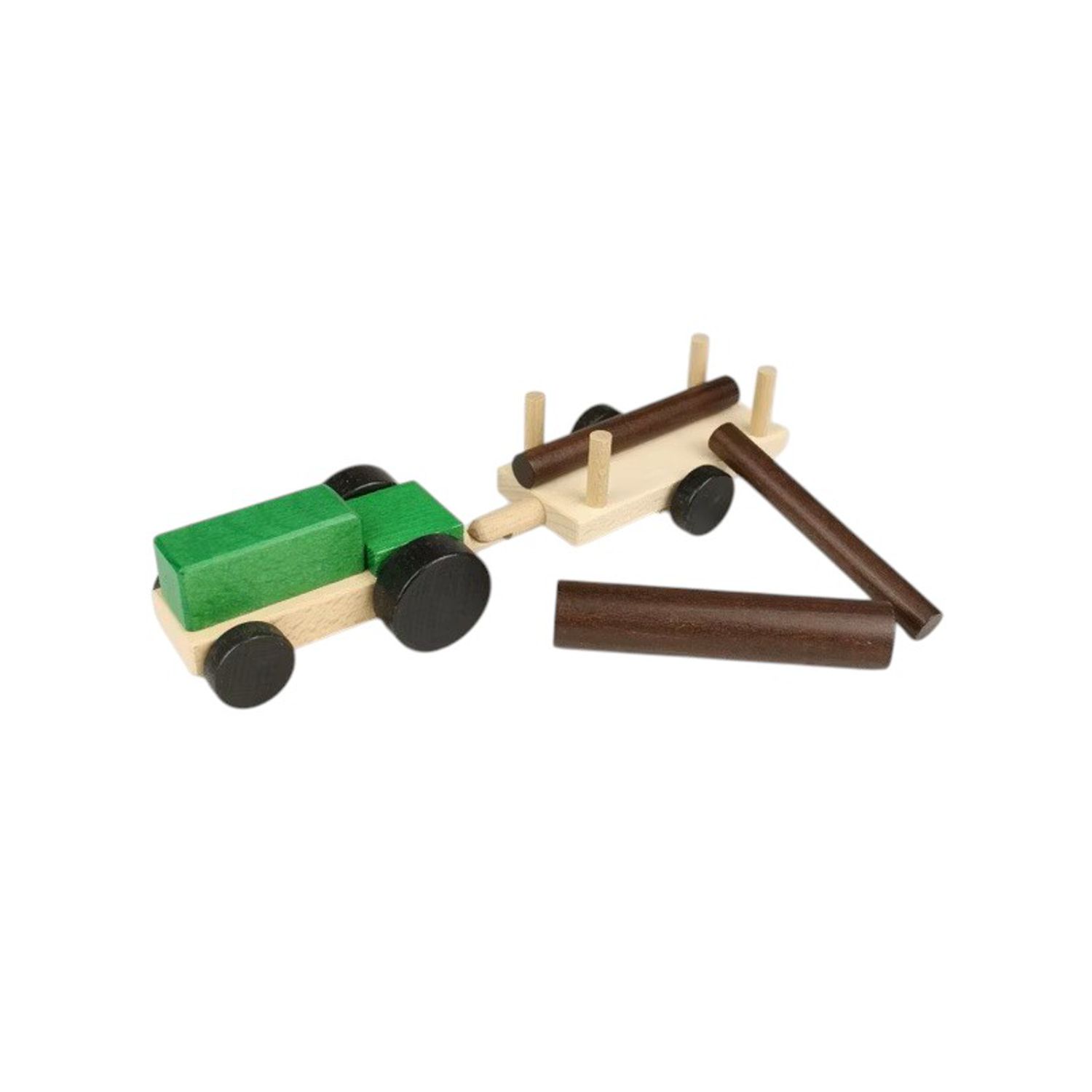 Traktor mit Langholz – kreatives Spielen mit Holz